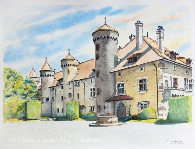 Aquarelle du Château de Ripaille à Thonon-Les-Bains