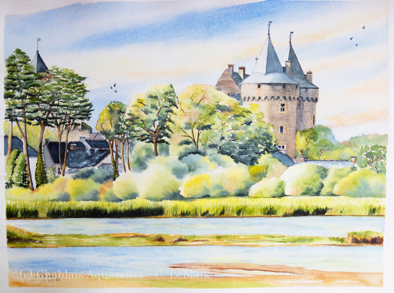 Aquarelle du Château de Suscinio, Morbihan